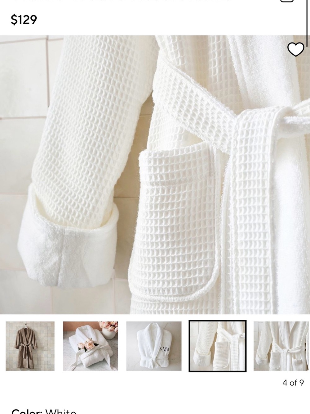 Pottery Barn White Waffle Weave Robe - Women Intimates & Sleepwear